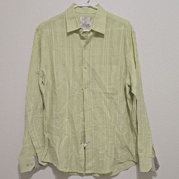 TASSO ELBA Light Green Striped Shirt MEDIUM - Picture 1 of 6